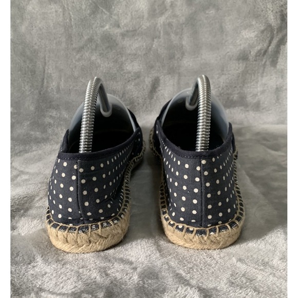 Lauren Ralph Lauren Espadrille Shoes Sz 9B Navy Polka Dot Destini Canvas Coastal - Picture 12 of 16